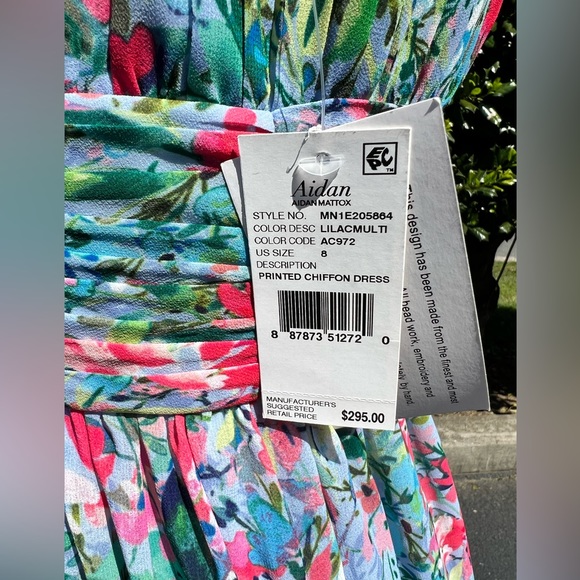 AIDAN BY AIDAN MATTOX Pleated Chiffon Print Dress NWT - Picture 6 of 12